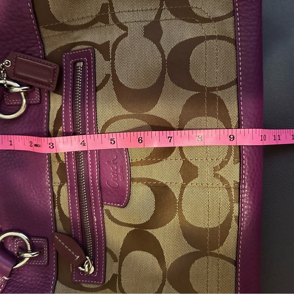 Coach Signature Canvas Shoulder Bag - Purple and Brown - Picture 2 of 6